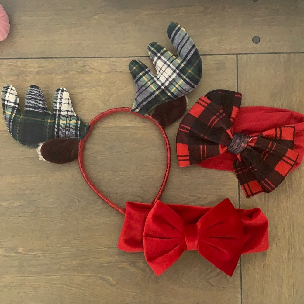 Baby girl Christmas headband set of 3